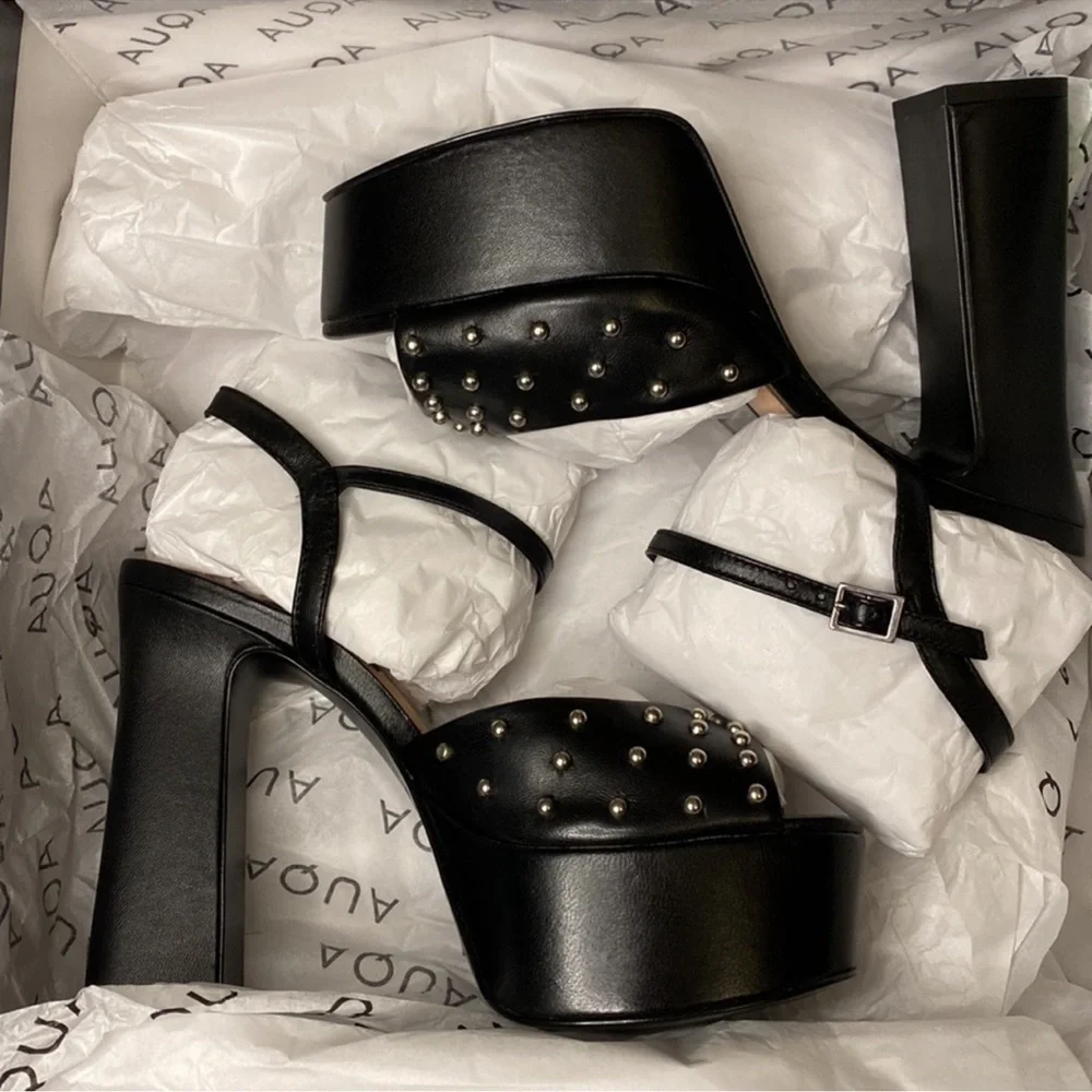 Bloomingdale’s Aqua embellished leather platforms - Picture 5 of 5